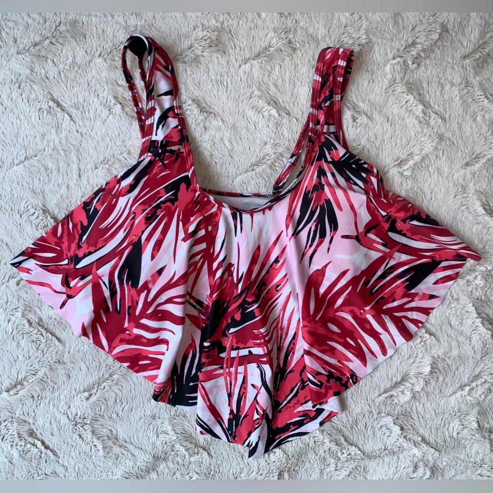 Red/Pink/Black Swimsuit Top